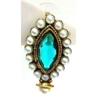 Gold Oxidized Women Earring Stud Jewelry PushBack Classy Gift Rhinestone Bead 17